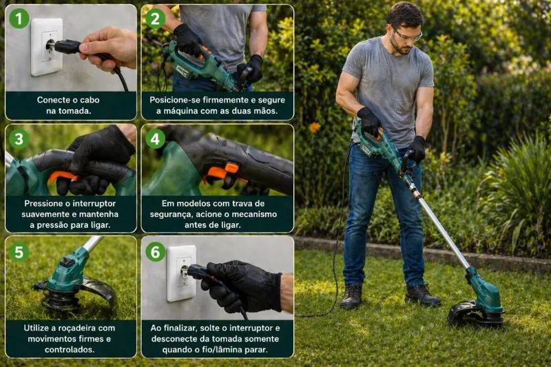 Como ligar uma roçadeira elétrica